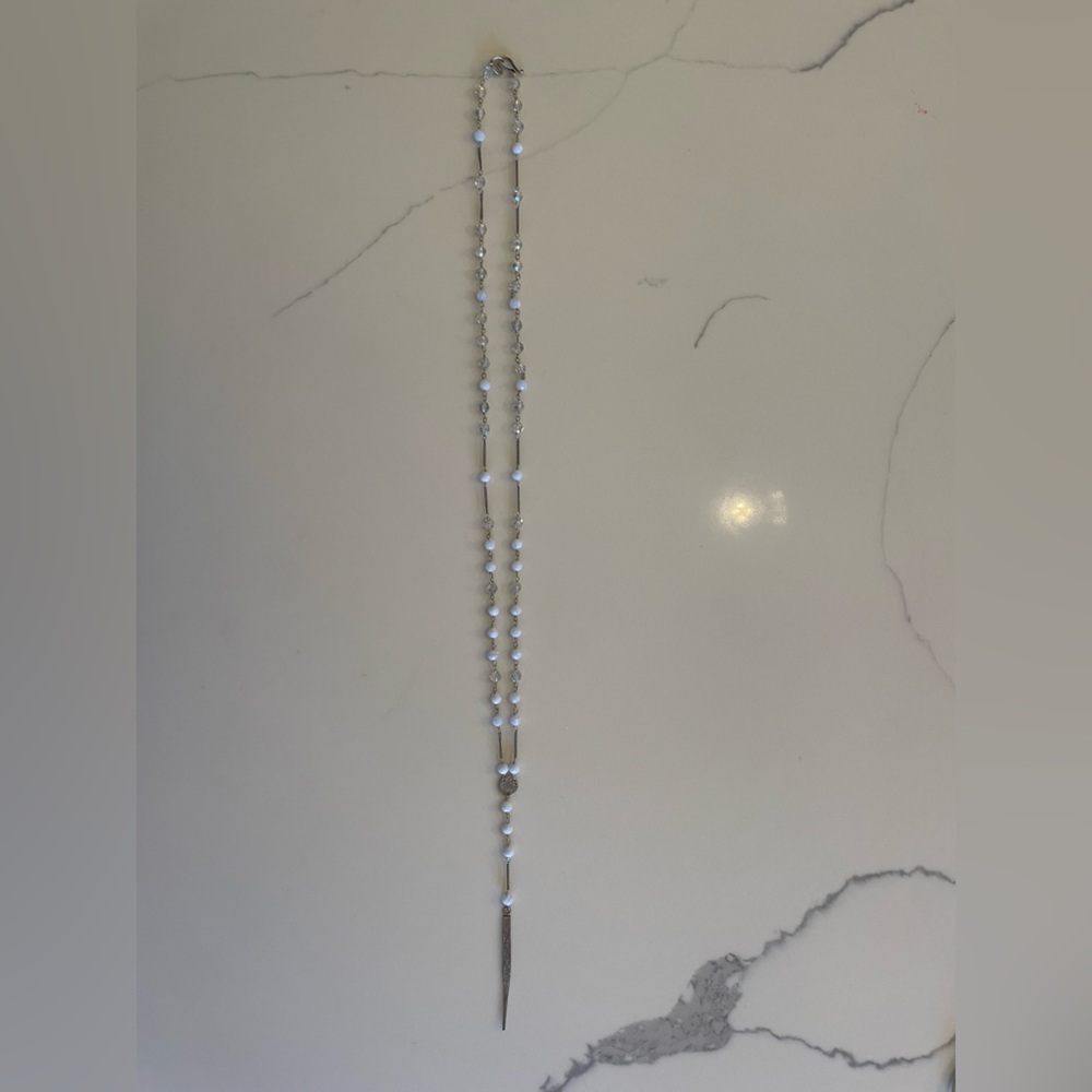 Chan Luu Blue Lace Agate and Sterling Silver Long Necklace